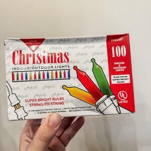 Vtg Everglow Christmas Indoor‎ Outdoor 100 Light String Blue Bulbs White Strand